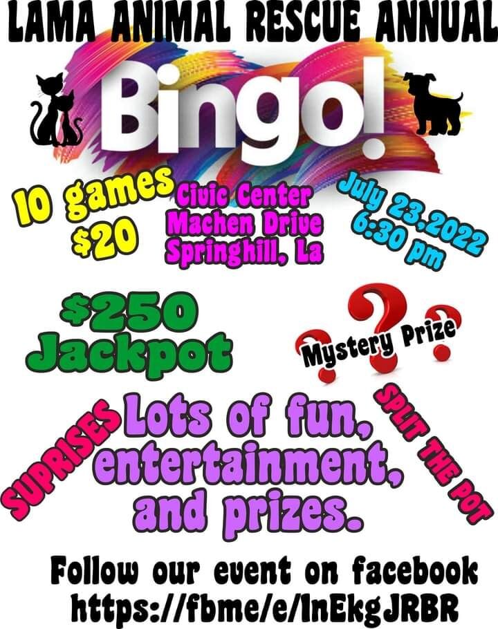 LaMa Animal Rescue - bingo flyer